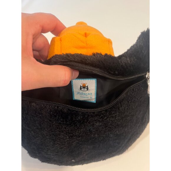 Jellycat Black Cat Shaped Shoulder Bag With Adjustable Strap Plush Material Cute - Picture 6 of 6